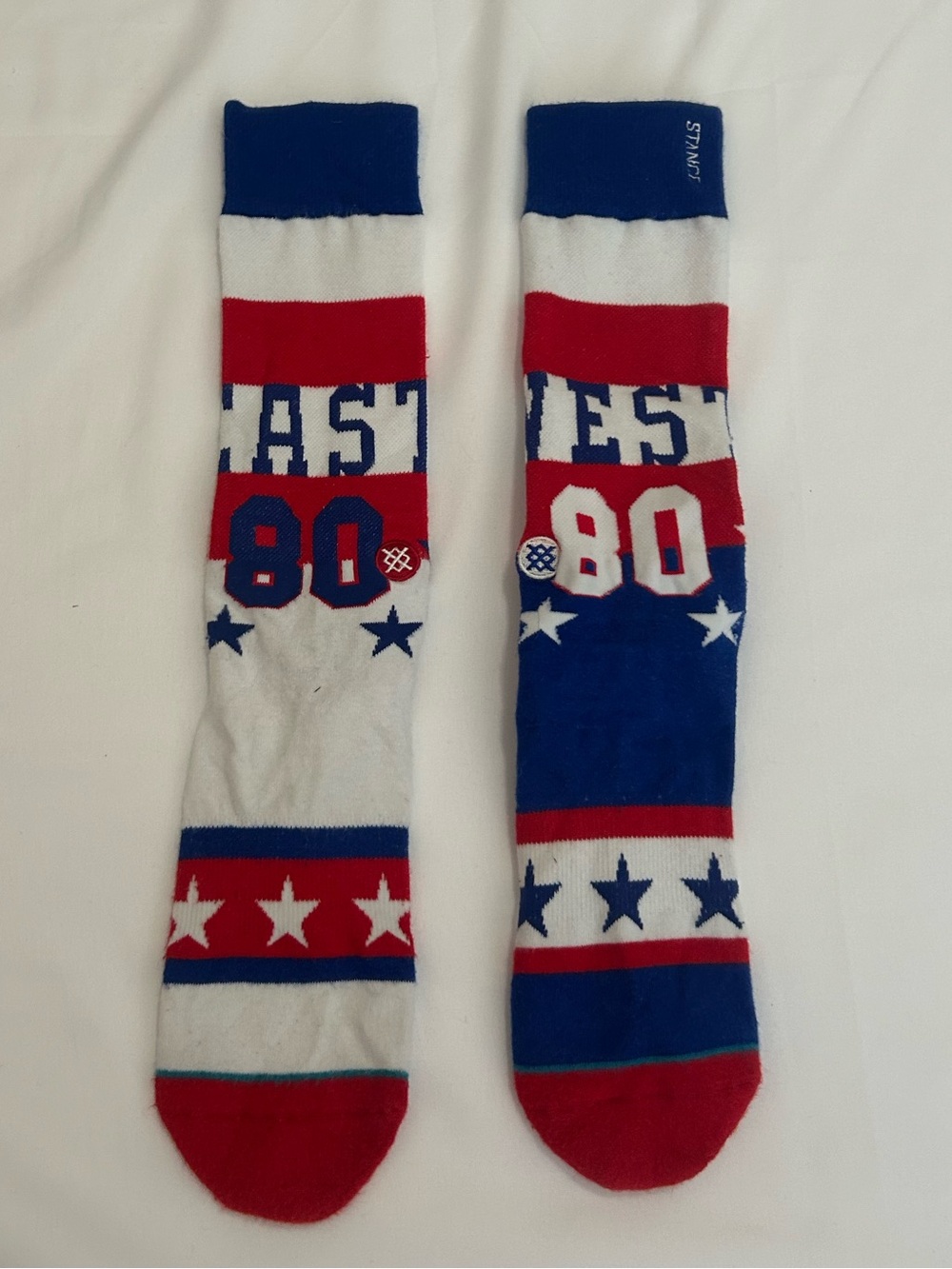 Stance NBA East vs West 80 Crew Socks Red White Blue Crew Socks